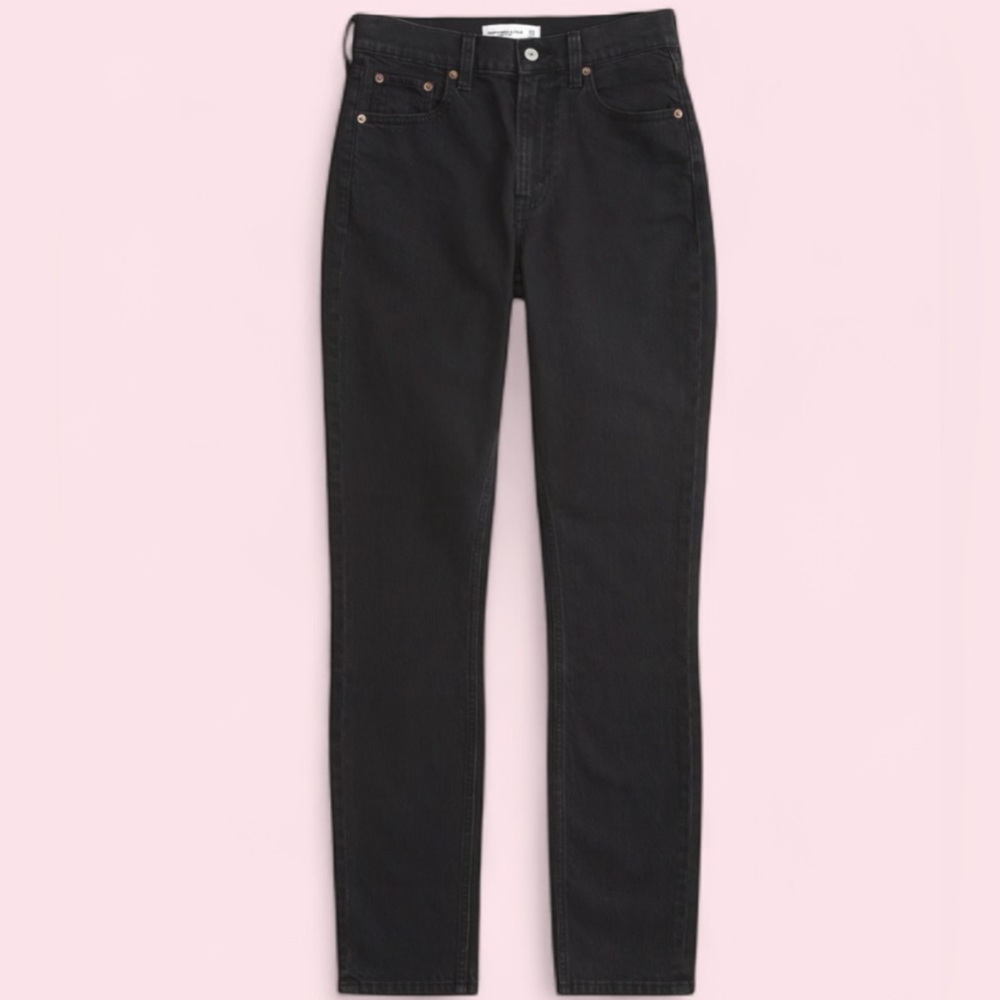 Abercrombie & Fitch The Skinny High Rise Denim Black Cotton Blend Jeans-Size 8